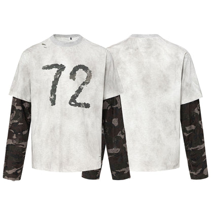 Fake Layered Letter Print Oversize Long Sleeve T-Shirt WN26075