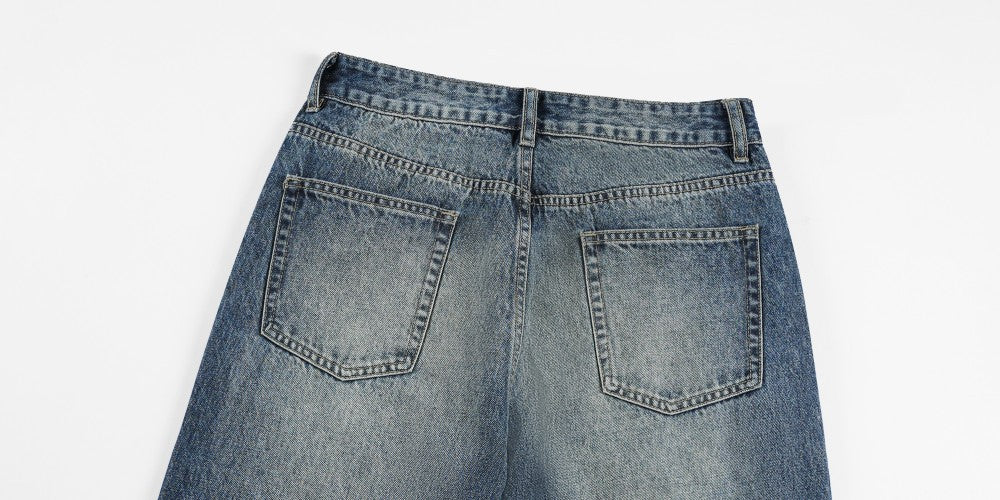 Metal Stud Washed Wide Leg Denim Jeans WN27843