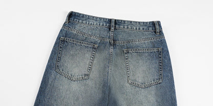 Metal Stud Washed Wide Leg Denim Jeans WN27843
