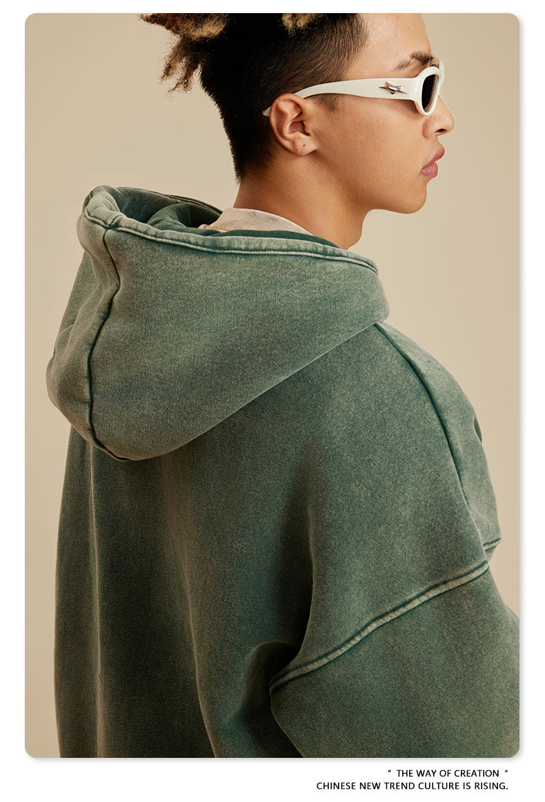 Oversize Washed Zipper Hoodie WN6461