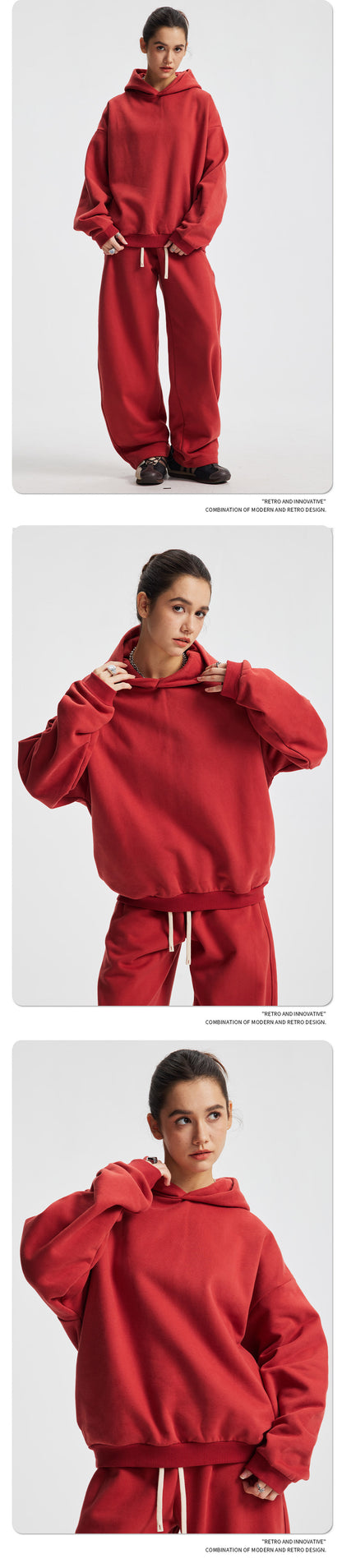 Fleece Lining Oversize Hoodie & Wide Leg Sweatpants Setup WN23113