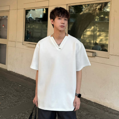 Oversize V-Neck Short Sleeve T-ShirtWN25321