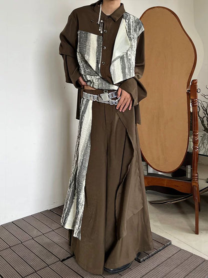 Asymmetrical Patchwork Wide Leg Trousers WN19940