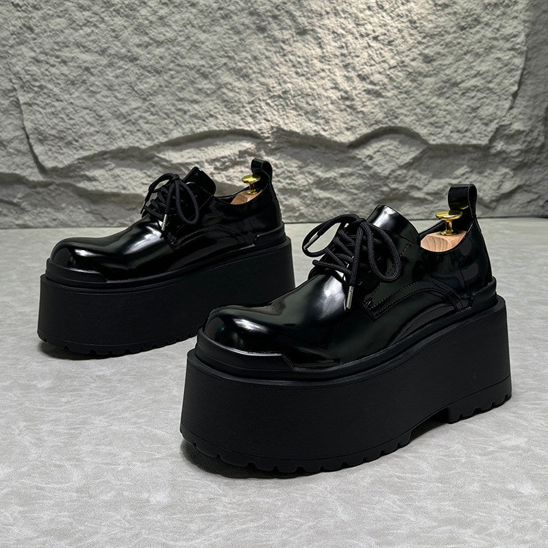 Patent Lace Up Platform Thick Sole Shoes WN24575