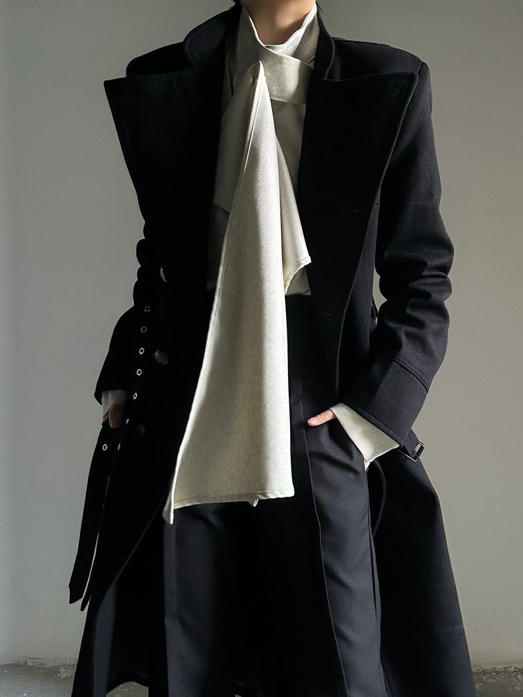 Structured Shoulder Two-Way Wear Standing-Collar Coat WN23123