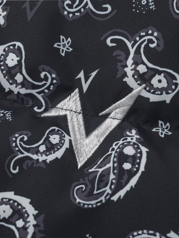 Paisley Hooded Fake Fur White Duck Down Jacket WN20991