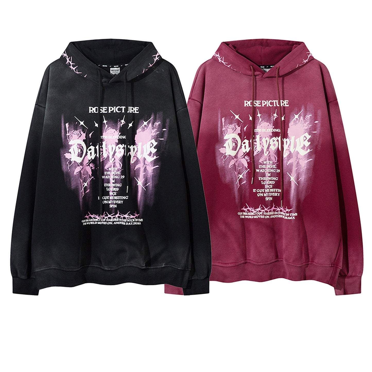 Graphic Print Oversize Pullover Hoodie WN11466