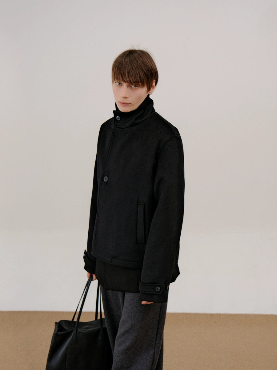 Standing Collar Wool Short Jacket WN21635