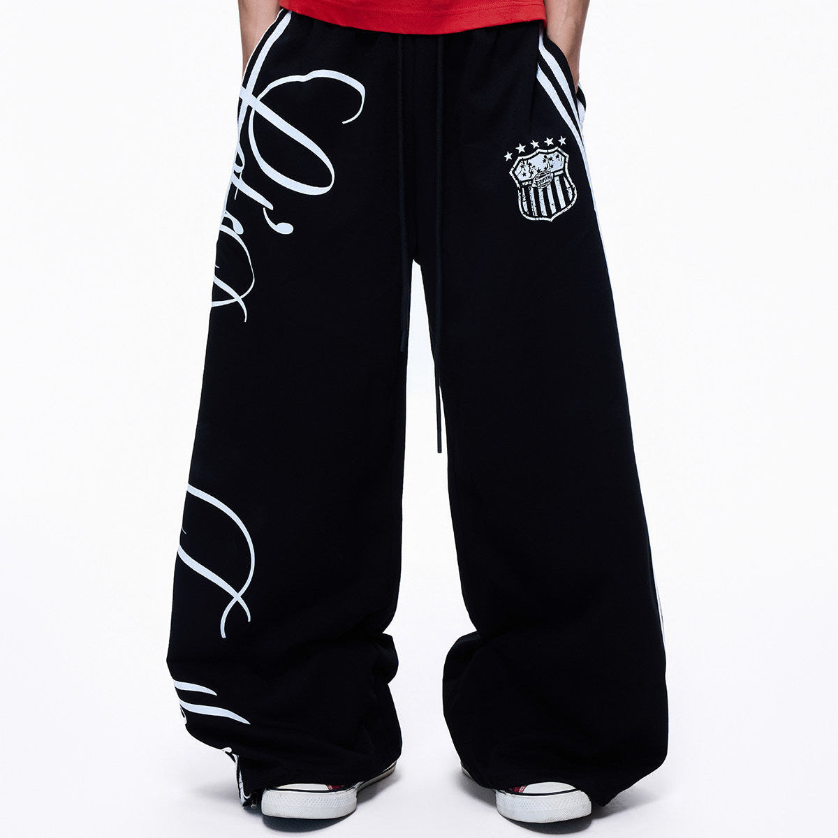 Music Art Graphic Print Wide Leg Sweatpants WN27264