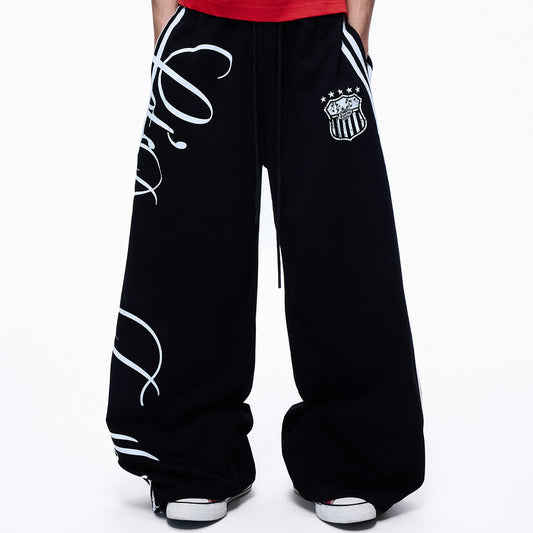 Music Art Graphic Print Wide Leg Sweatpants WN27264