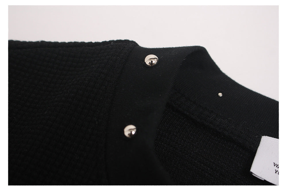 Studded Dark Portrait Graphic Waffle Oversize Short Sleeve T-Shirt WN26549