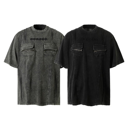 Washed Flap Pocket Short Sleeve T-Shirt WN26794