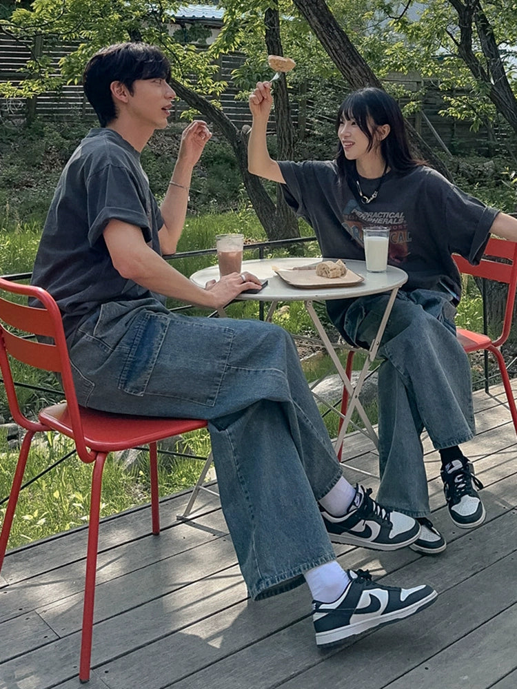 Washed Print Oversize Short Sleeve T-Shirt WN20315