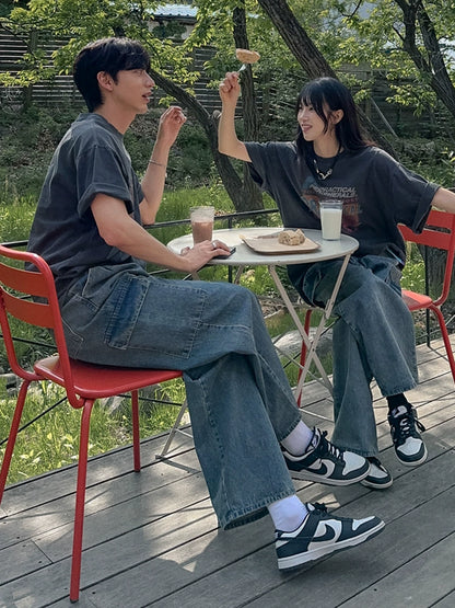 Washed Print Oversize Short Sleeve T-Shirt WN20315