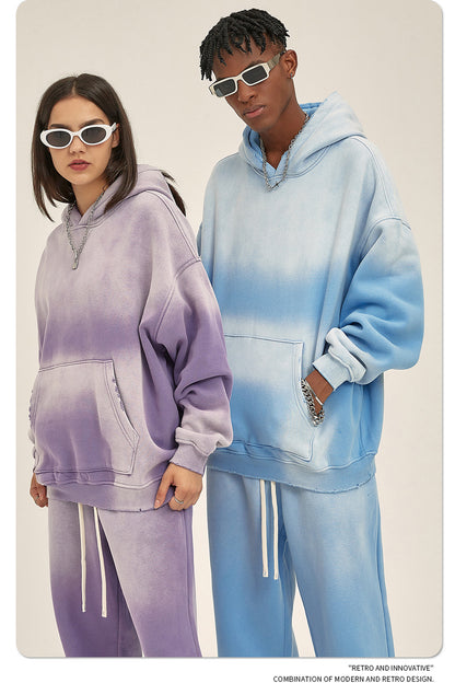 Fleece Lining Spray-dye Damage Oversize Hoodie WN9969-K