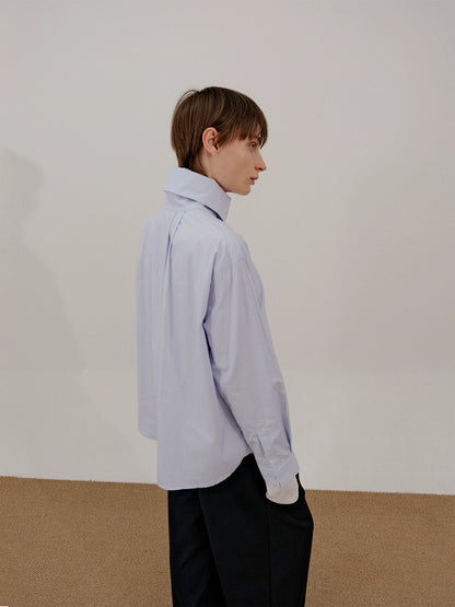 High-Neck Lapel Long Sleeve Shirt WN21677