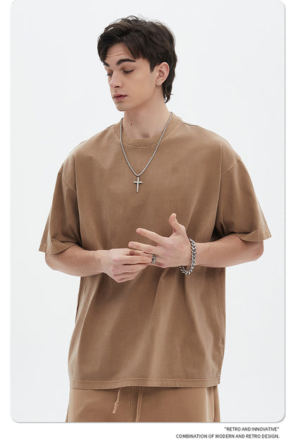 Oversize Washed Short-sleeve-T-shirt & Washed Short Sweatpants Setup WN6633-K