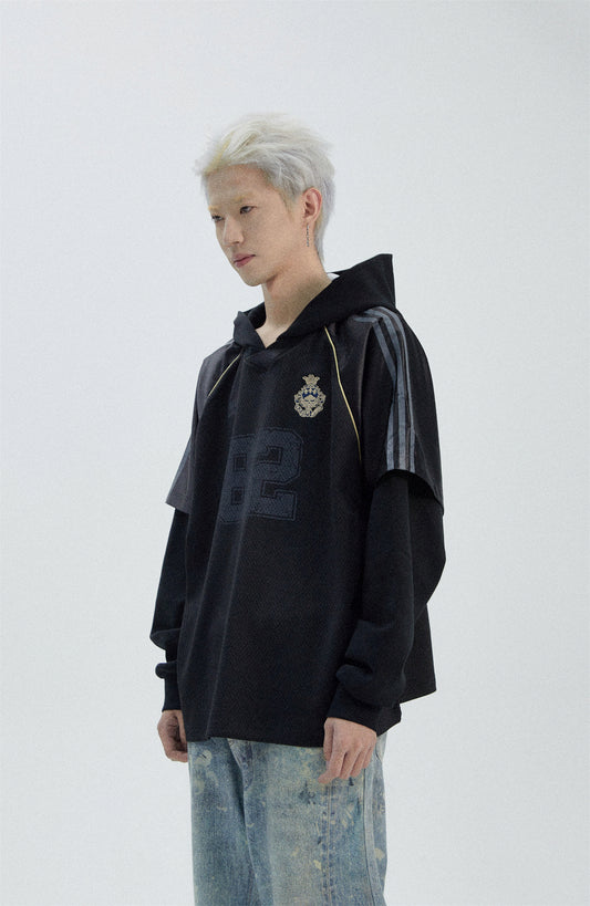 Oversize Fake Layered Sporty Hoodie WN8764