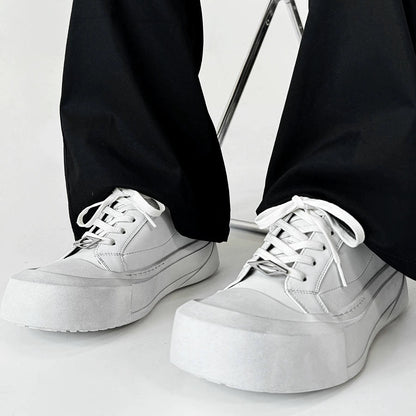 Canvas Round-Toe Derby-Inspired Flat Sneakers WN19121