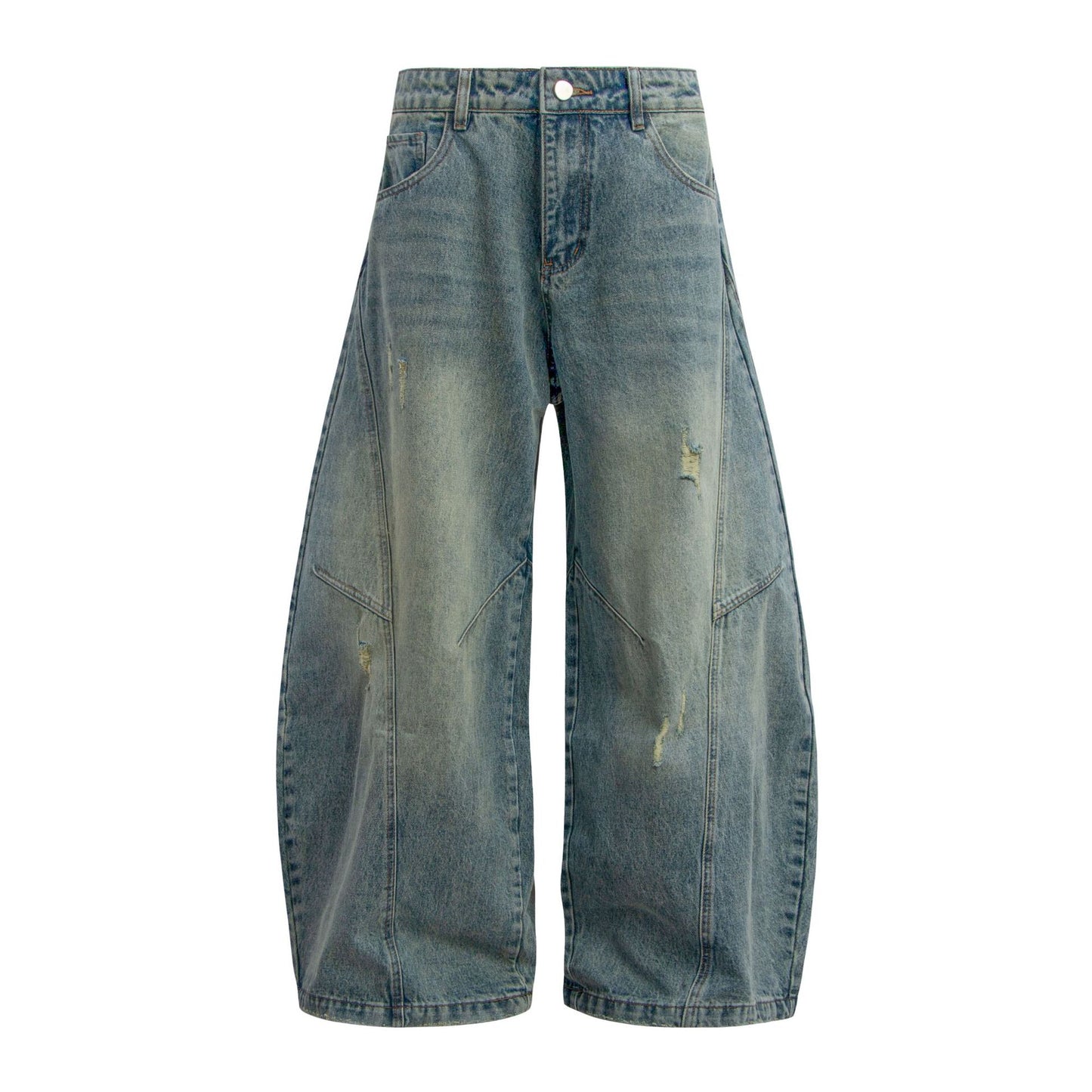 Washed Panel Design Wide Leg Denim Jeans WN26125