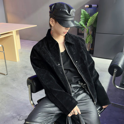 Suede Zipper Short Jacket WN22948