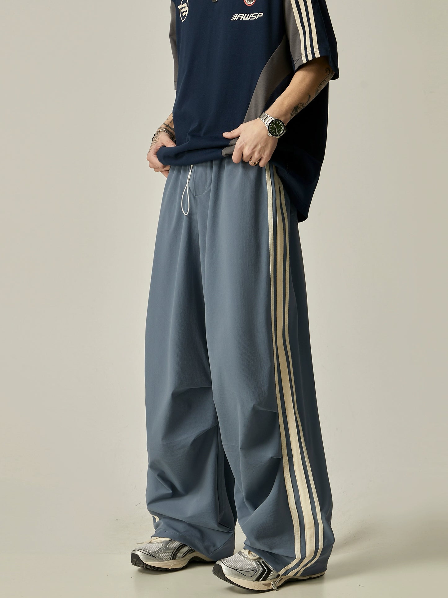 Side Stripe Wide-leg Sporty Pants WN6257