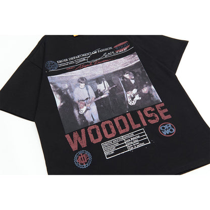 Band Print Oversize Short Sleeve T-Shirt WN26073
