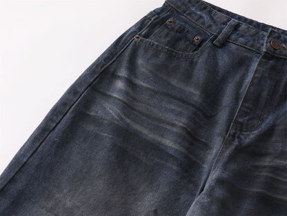Dirty Dyed Whisker Wide Leg Denim Jeans WN26875