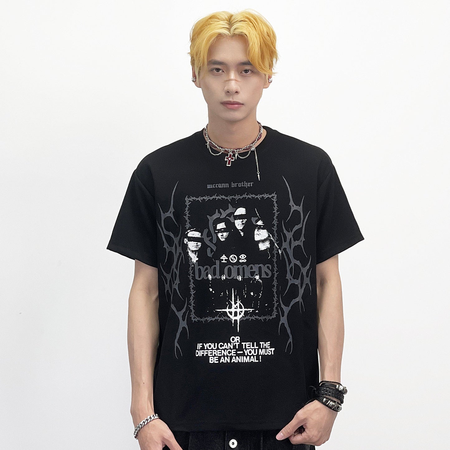 Rock Band Portrait Print Heavyweight Short Sleeve T-Shirt WN24250