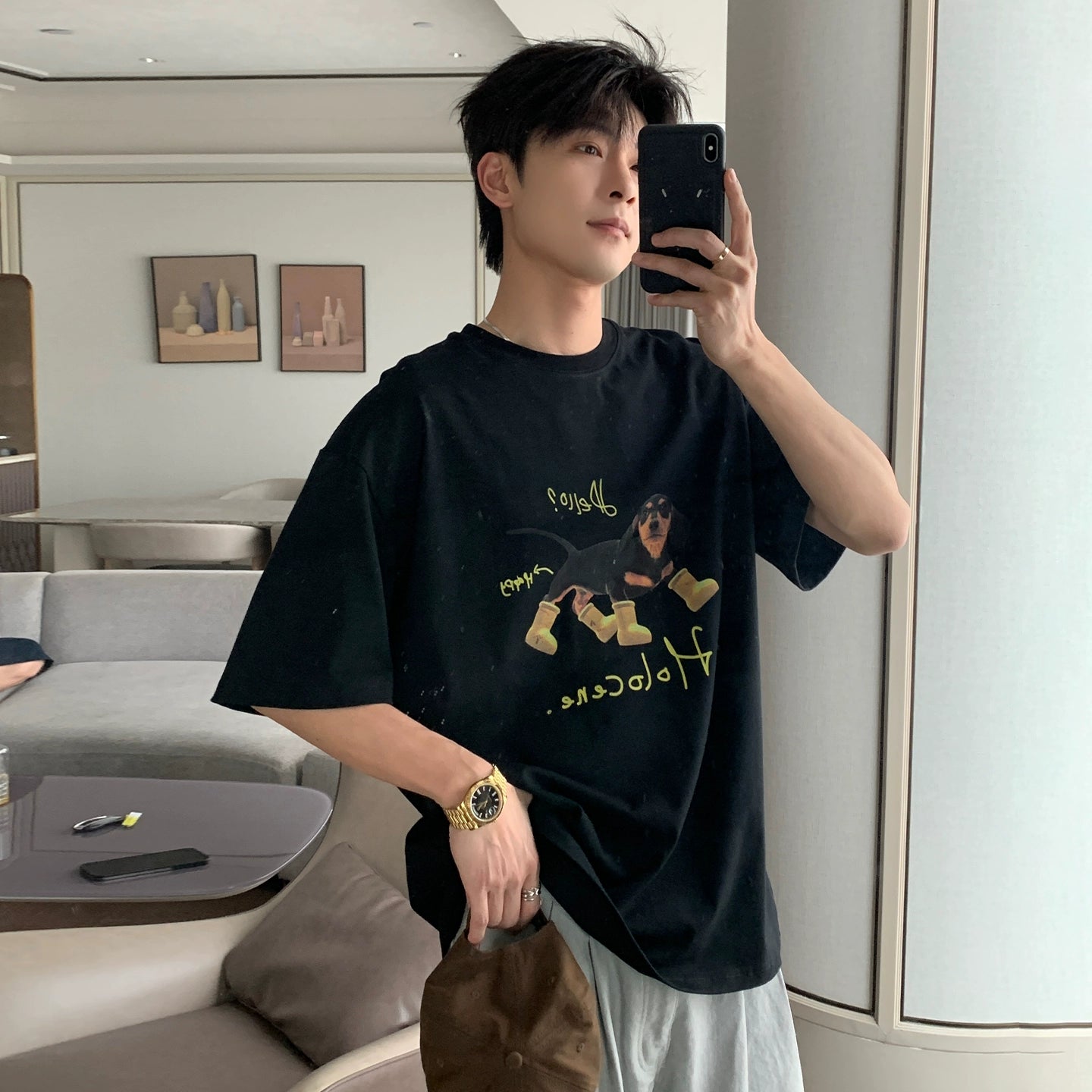 Dog Print Short Sleeve T-Shirt WN20435