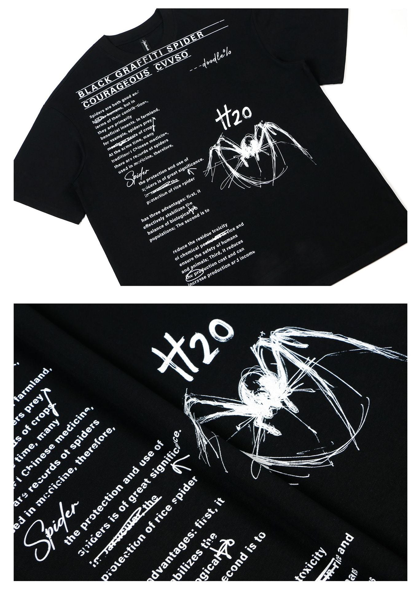Letter Spider Print Oversize Short Sleeve T-Shirt WN26406