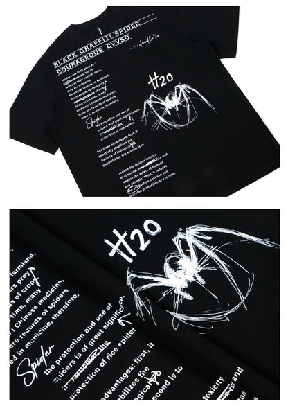 Letter Spider Print Oversize Short Sleeve T-Shirt WN26406