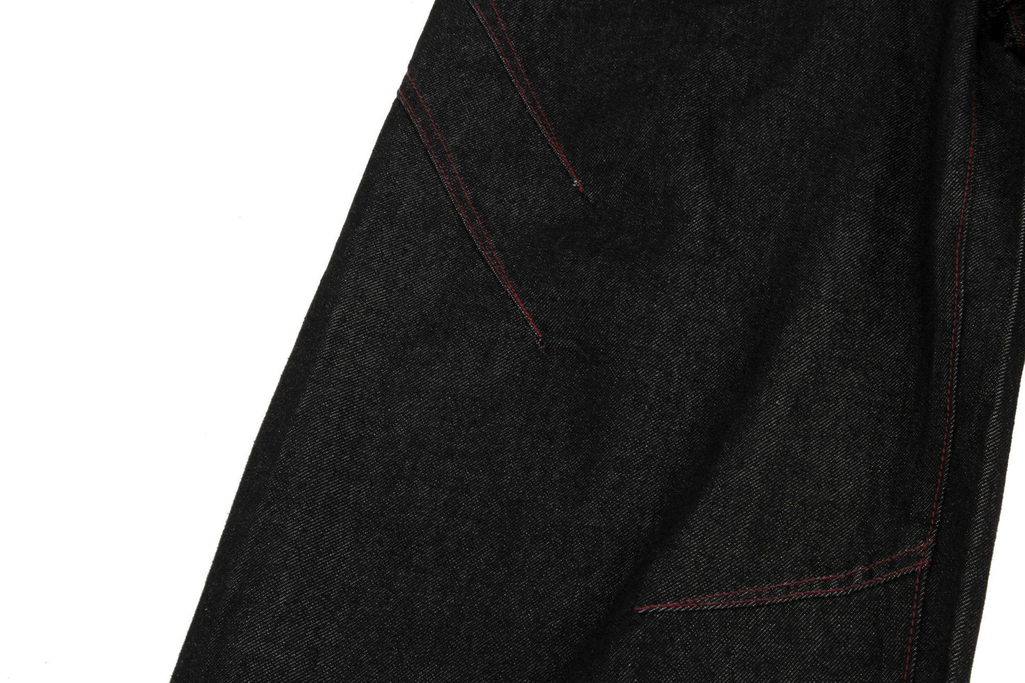 Contrast Stitch Panel Curved Wide Leg Denim Jeans WN25910