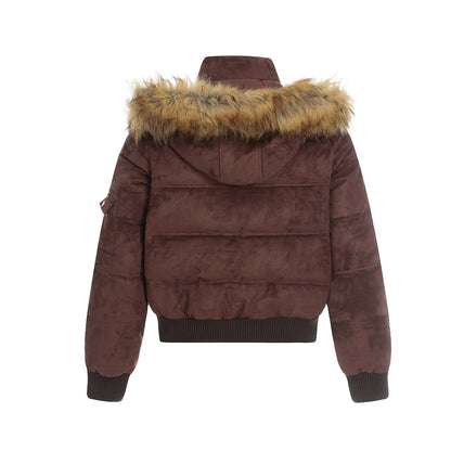 Fake Fur Collar Metal Buckle Puffer Jacket WN23094