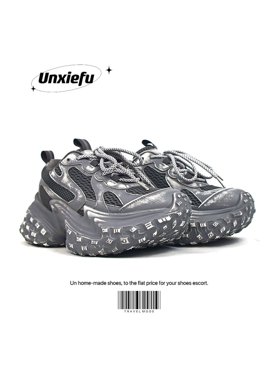 Washed Mesh Chunky Sole Dad Sneakers WN20790