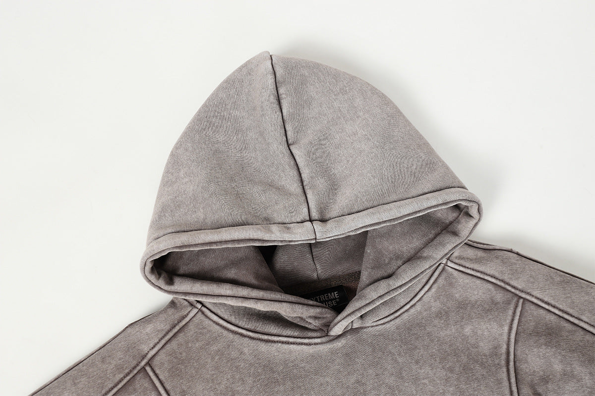 Heavyweight Washed Deconstructed Pullover Hoodie WN23037