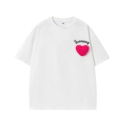 3D Heart Letter Embroidery Short Sleeve T-Shirt WN26923