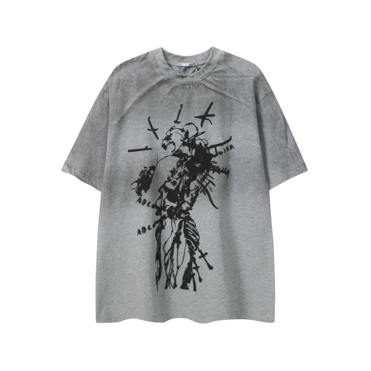 Washed Graphic Art Print Short Sleeve T-Shirt WN25761
