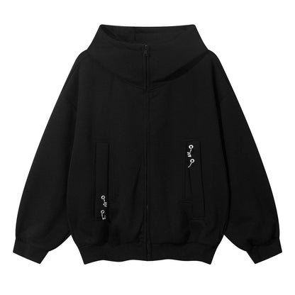 Ring Design Oversize Zipper Hoodie WN10892