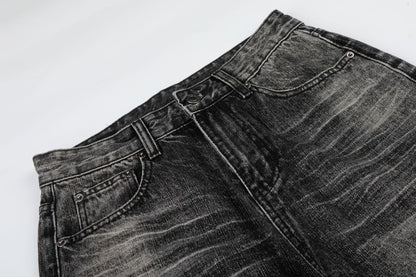 Washed Whisker Wide Leg Denim Jeans WN26106