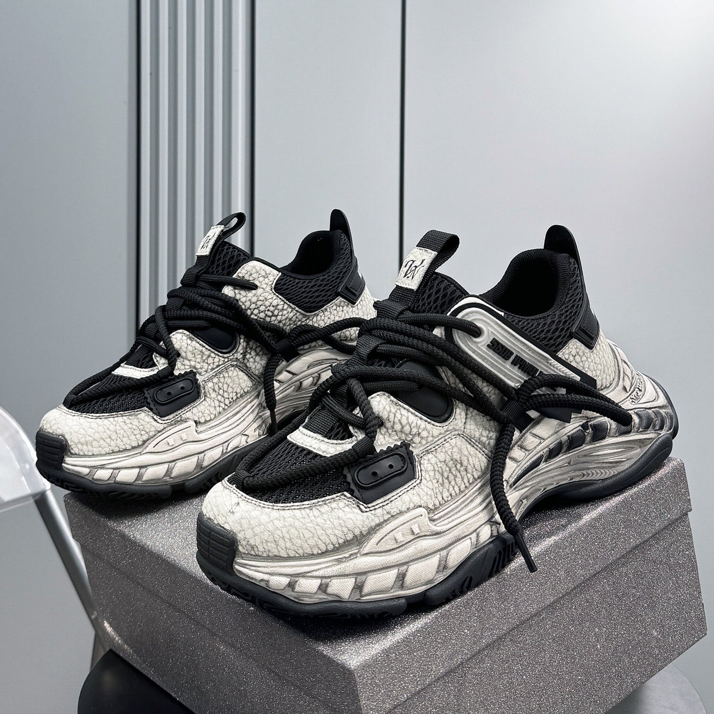 Mesh Rope Lace Chunky Sole Sneakers WN24695