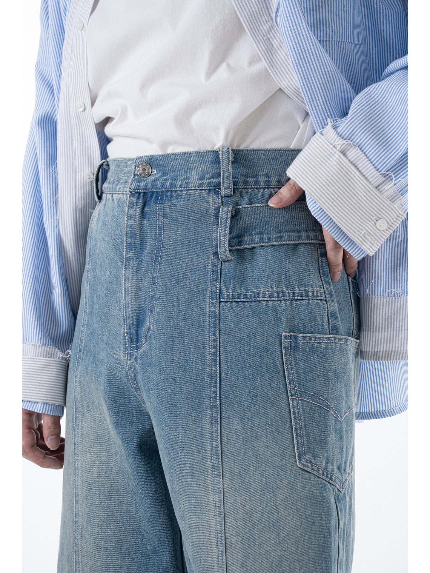 Seam Design Straight Denim Jeans WN23618