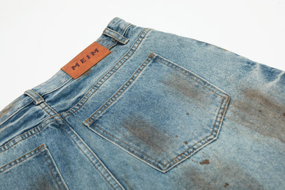 Washed Damage Barrel Denim Jeans WN26080