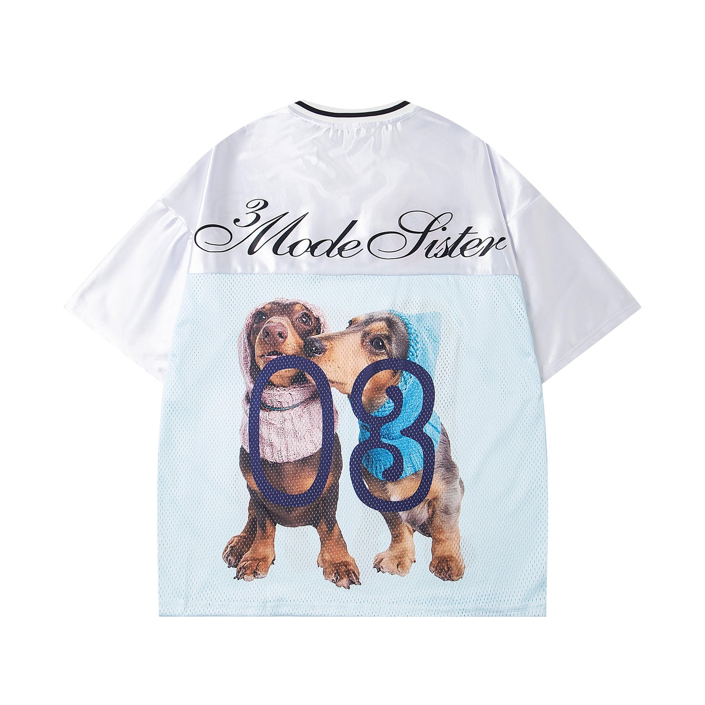 Dog Print V-Neck Breathable Sporty Short Sleeve T-Shirt WN26841