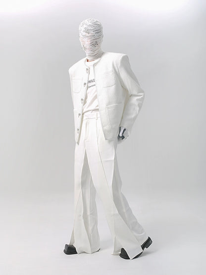 Raw Hem Woven Studs Button Jacket WN18601