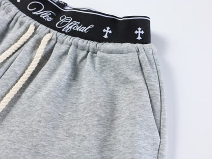 All-Over Graffiti Crackle Puff Print Wide Leg Sweatpants WN27852