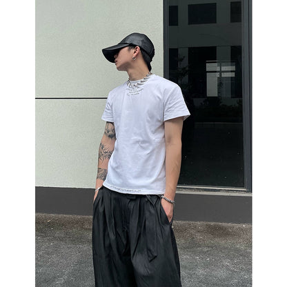 Slogan Embroidery Minimalist Design T-Shirt WN18828