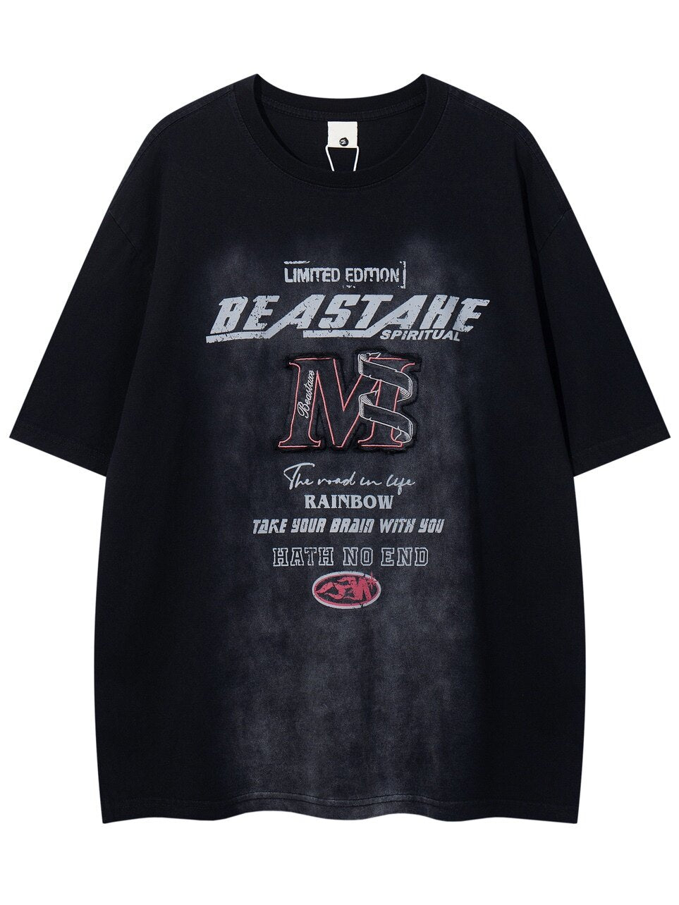 Washed Letter Print Oversize Short Sleeve T-Shirt WN24481