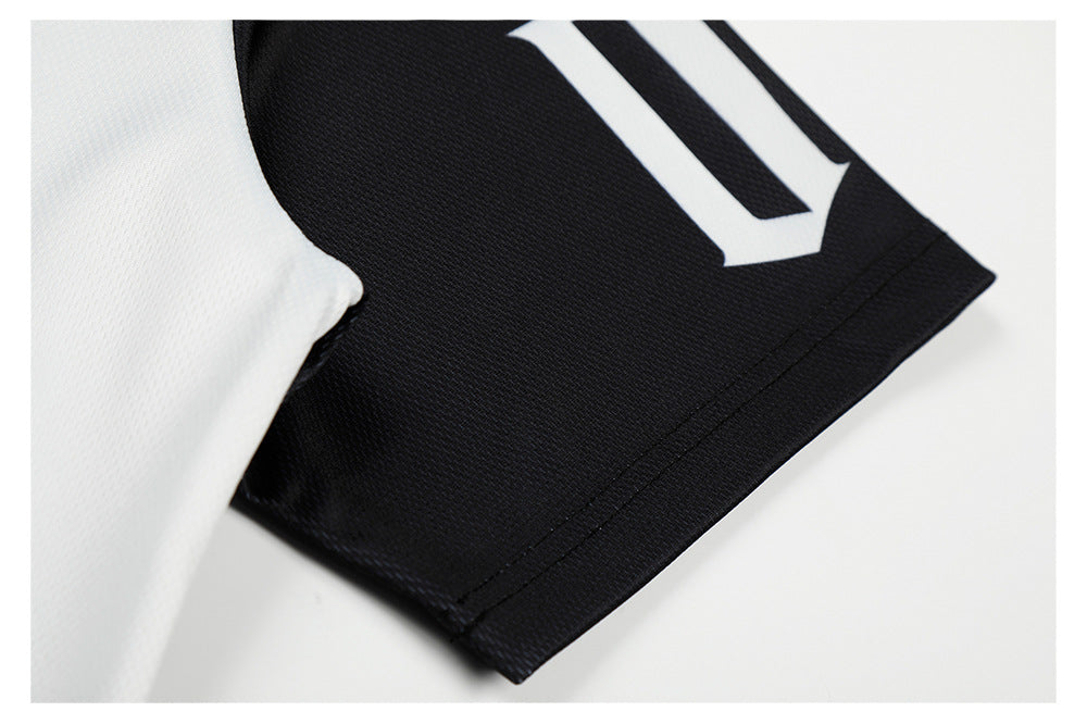 Sporty Illustration Cross V-Neck Short Sleeve T-Shirt WN26472