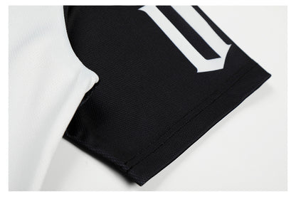 Sporty Illustration Cross V-Neck Short Sleeve T-Shirt WN26472